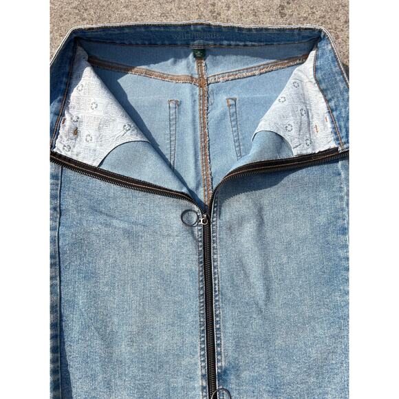 Wild Fable Skirt Women Size XS Light Wash Denim Front Back Full Zip Midi Grunge - Picture 3 of 6